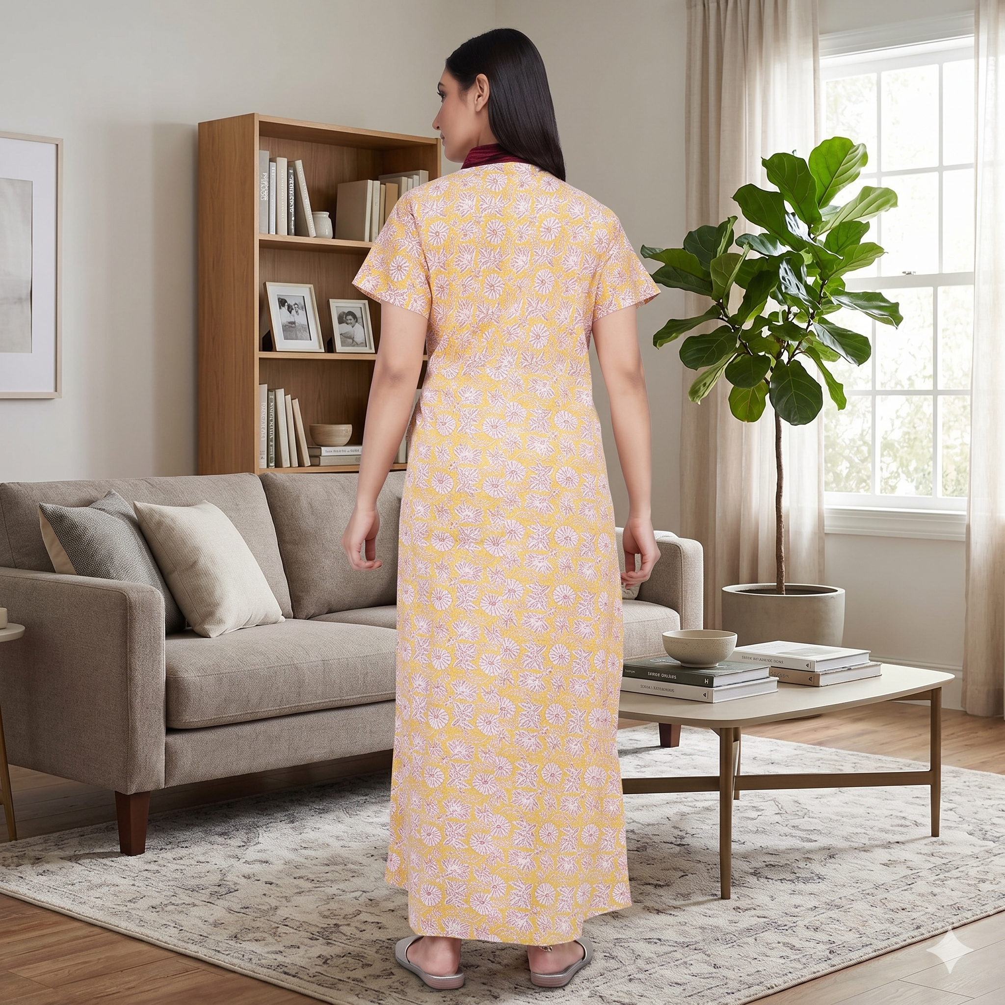 Pure Cotton Yellow Daffodil Housecoat