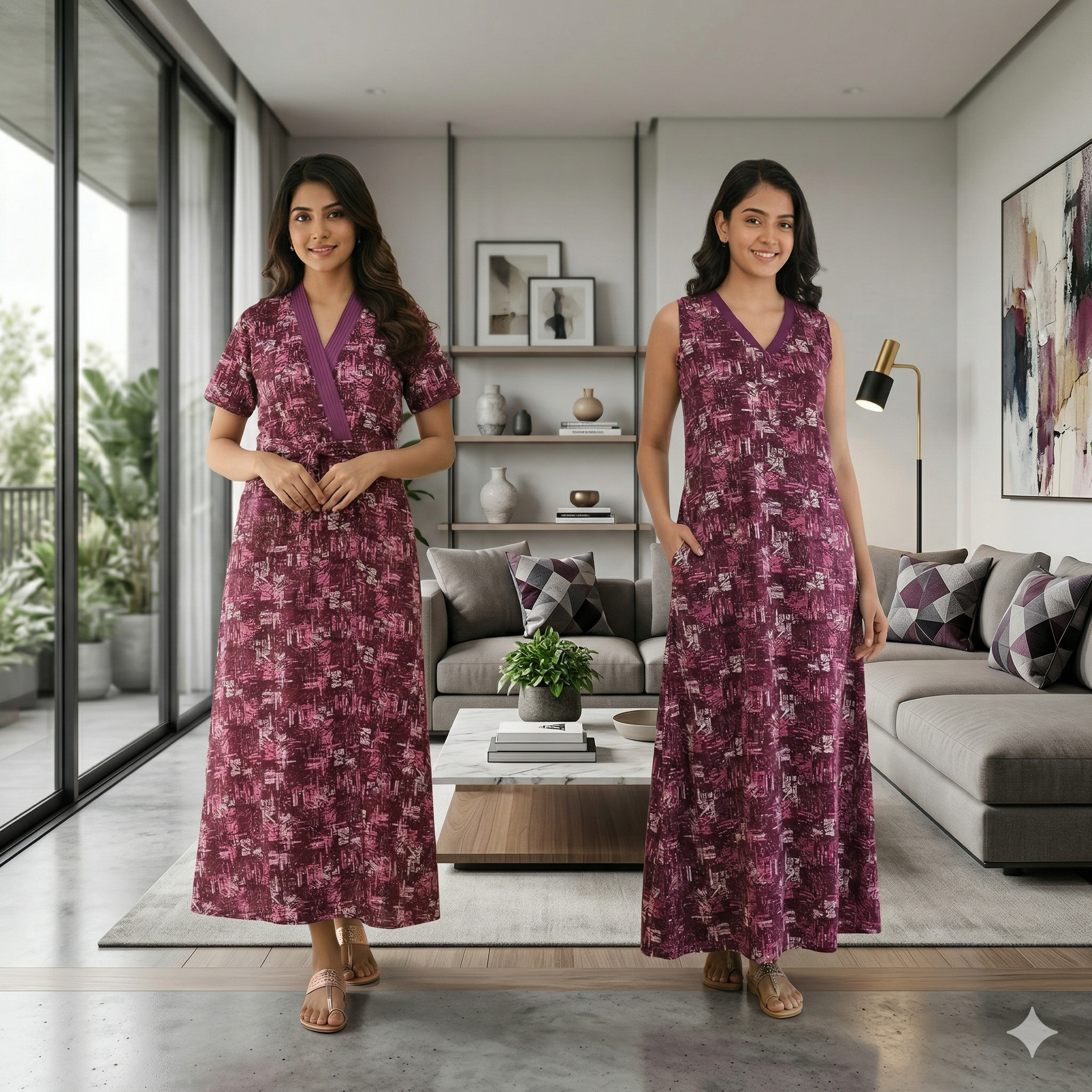 Bizzy Lizzy Purple Carnation 2pc Set  Housecoat