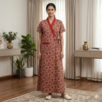 Bizzy Lizzy Grayish Red Peony Housecoat