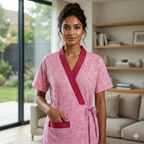 Pure Cotton Light Pink Peony Housecoat