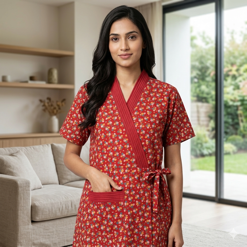 Bizzy Lizzy Red Peony Housecoat