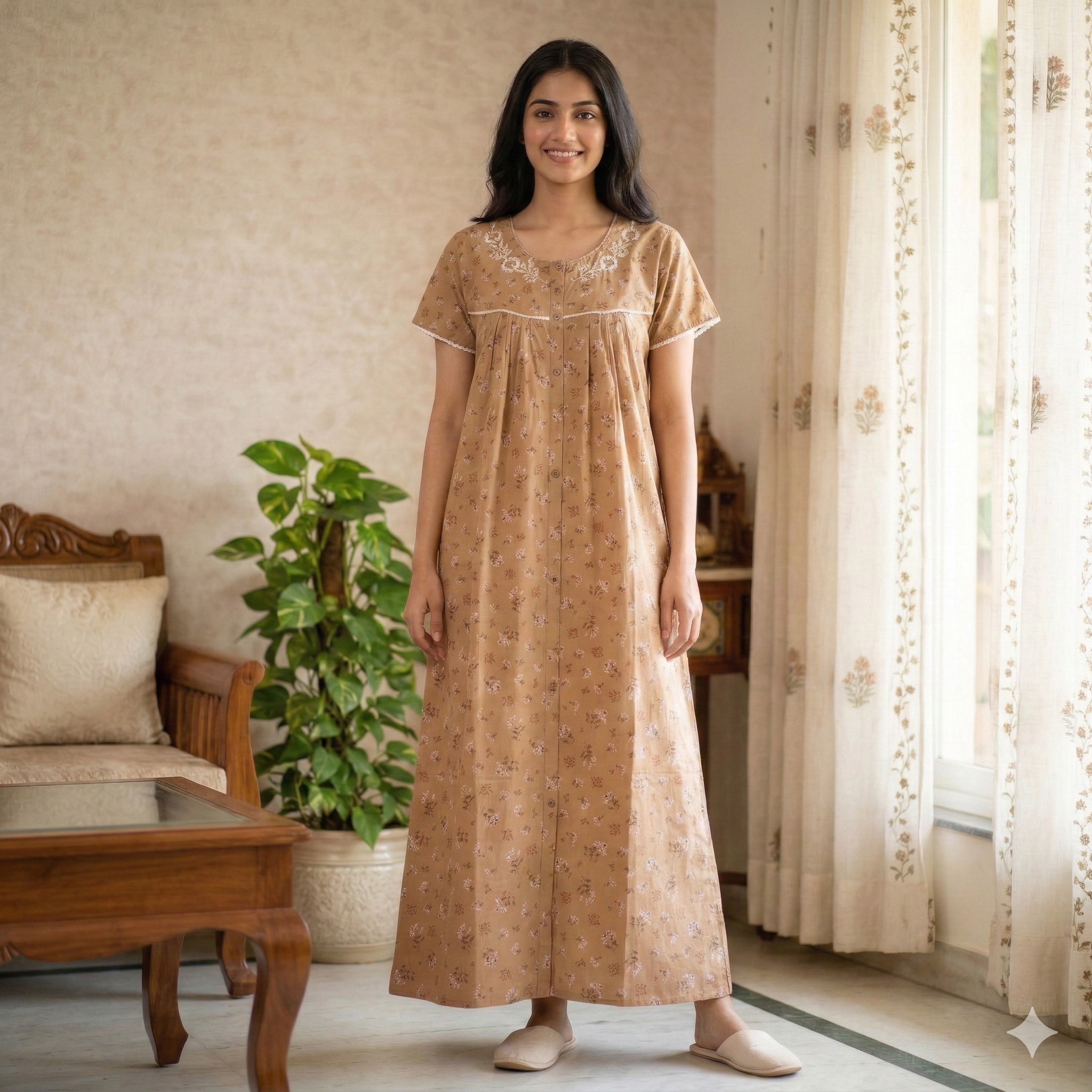 Bizzy Lizzy Yellow Peony Front Open Nighty