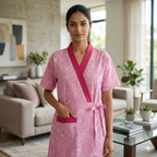 Pure Cotton Pink Carnation Housecoat