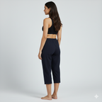 Cotton Hosiery Navy Plain Diamond Capri