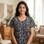 Bizzy Lizzy Navy Blue Cosmos Front Open Nighty