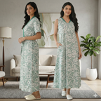 Bizzy Lizzy Green Pansy 2pc Set  Housecoat