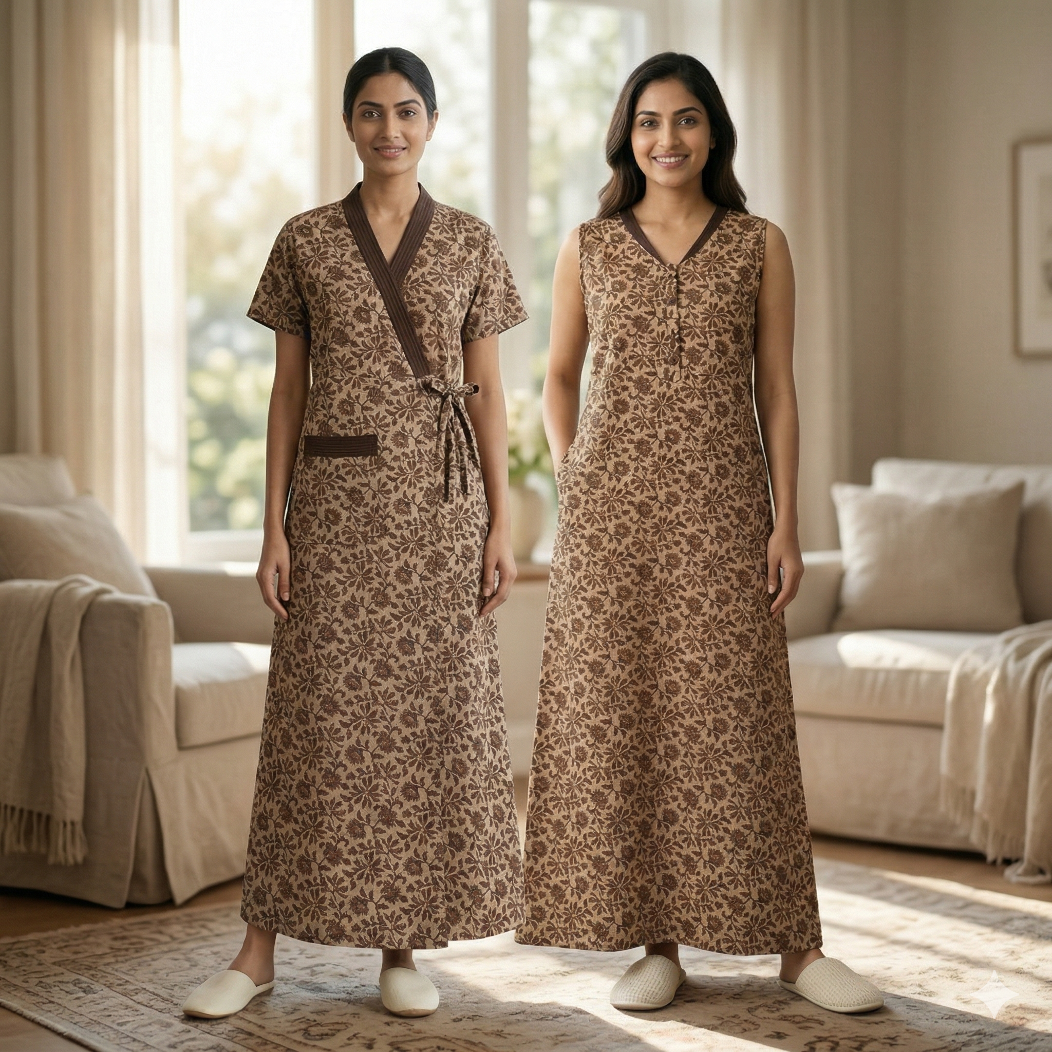 Bizzy Lizzy Brown Tulip 2pc Set  Housecoat