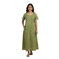 Pure Cotton A-Line Green Rose Nighty