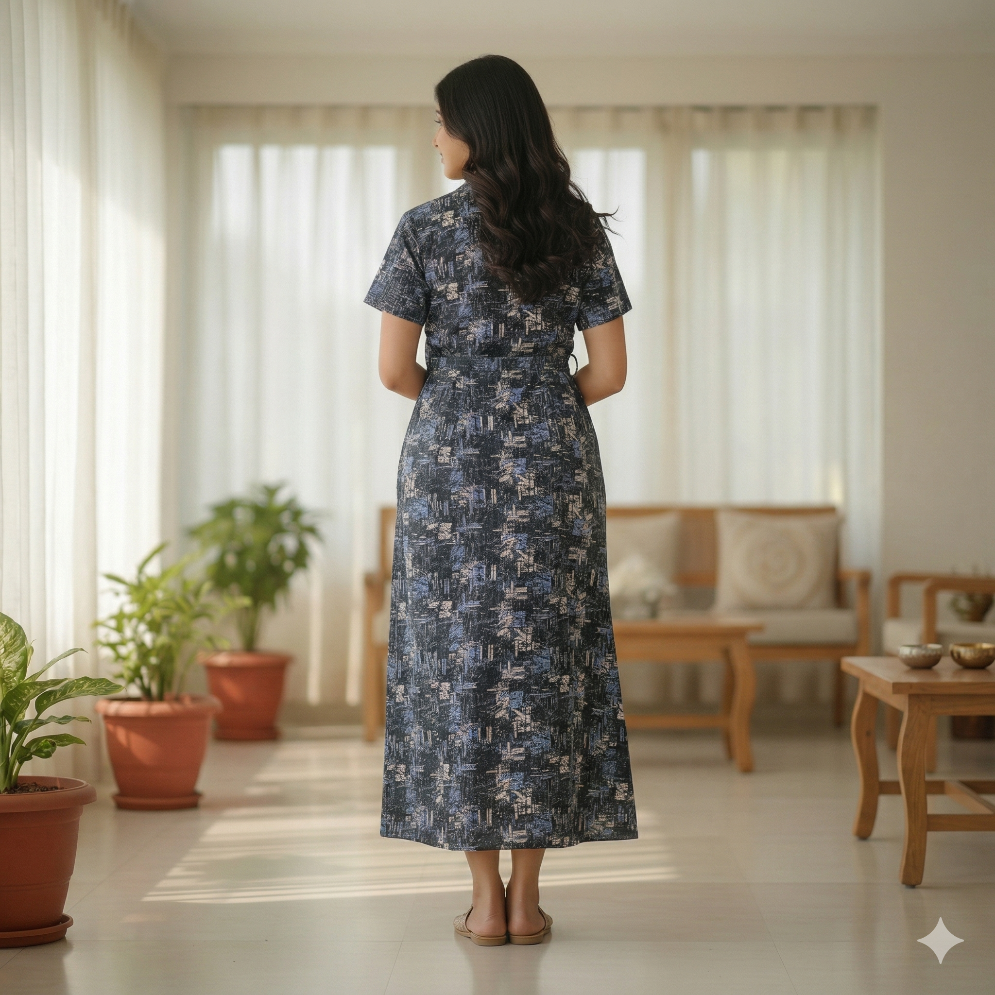 Bizzy Lizzy Vavy Blue Carnation 2pc Set  Housecoat