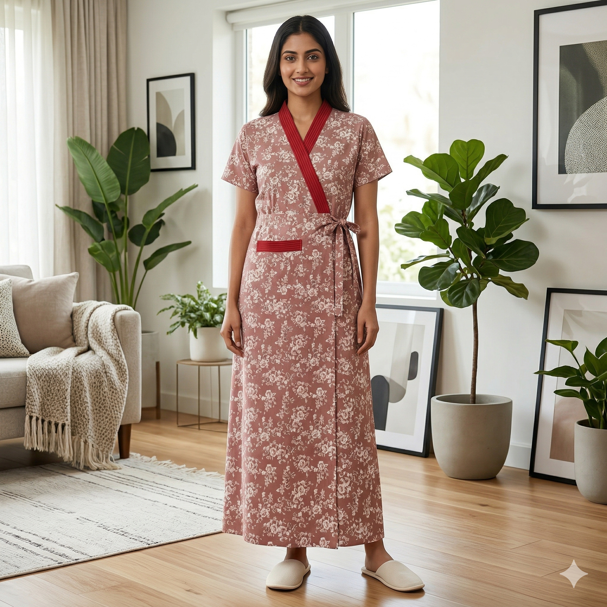 Bizzy Lizzy Light Red Carnation Housecoat