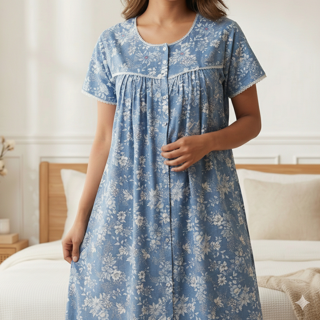 Bizzy Lizzy Poly Cotton Front Open Nighty