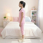 Cotton Hosiery Pink Spring Capri Night Suit