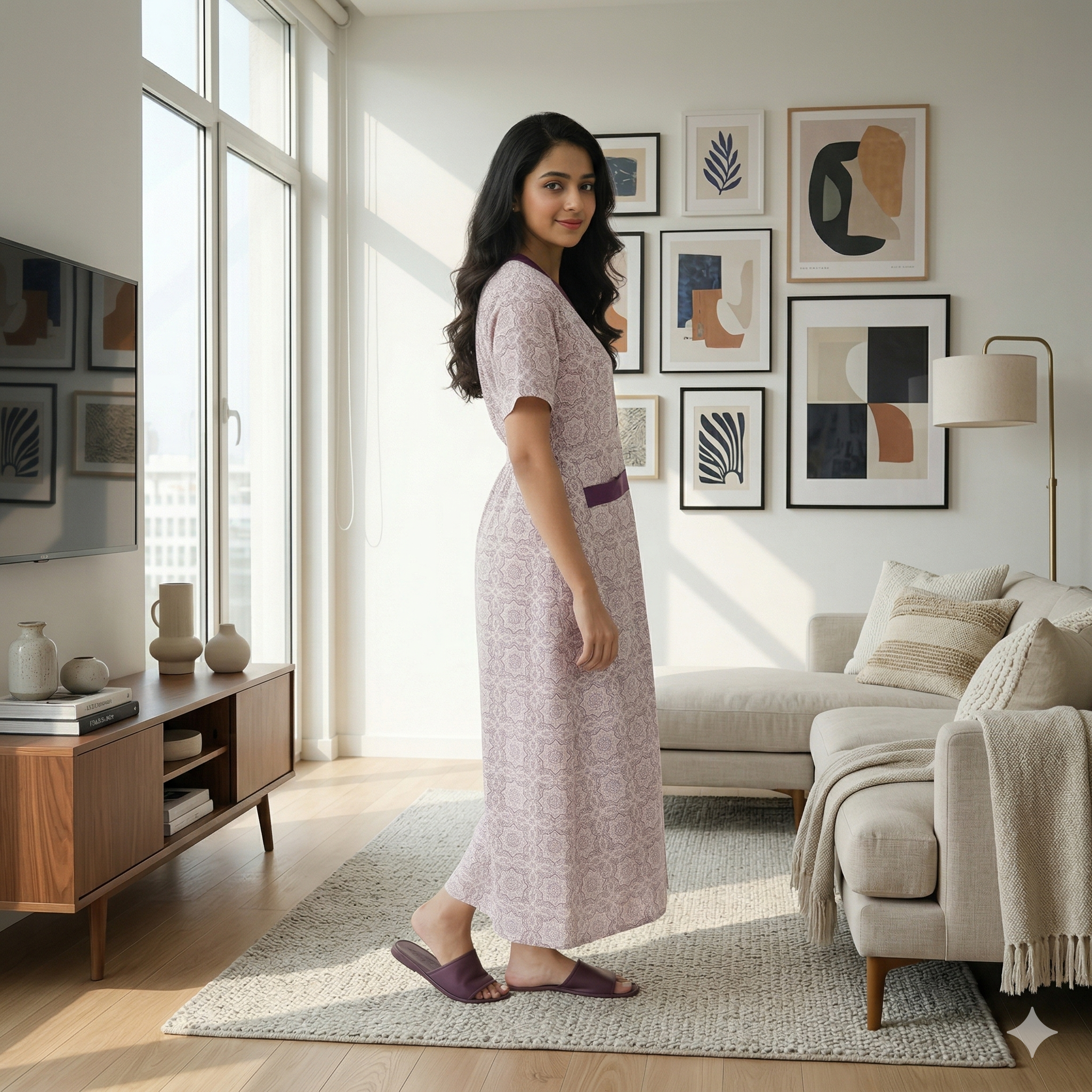 Bizzy Lizzy Purple Rose 2pc Set  Housecoat