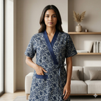 Bizzy Lizzy Navy Blue Peony Housecoat