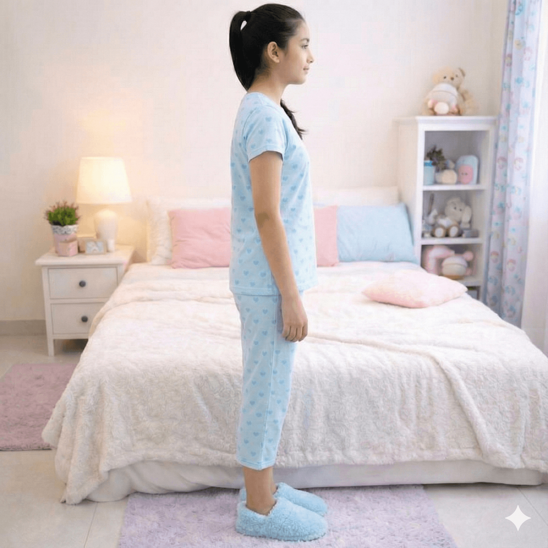 Cotton Hosiery Blue Spring Capri Night Suit