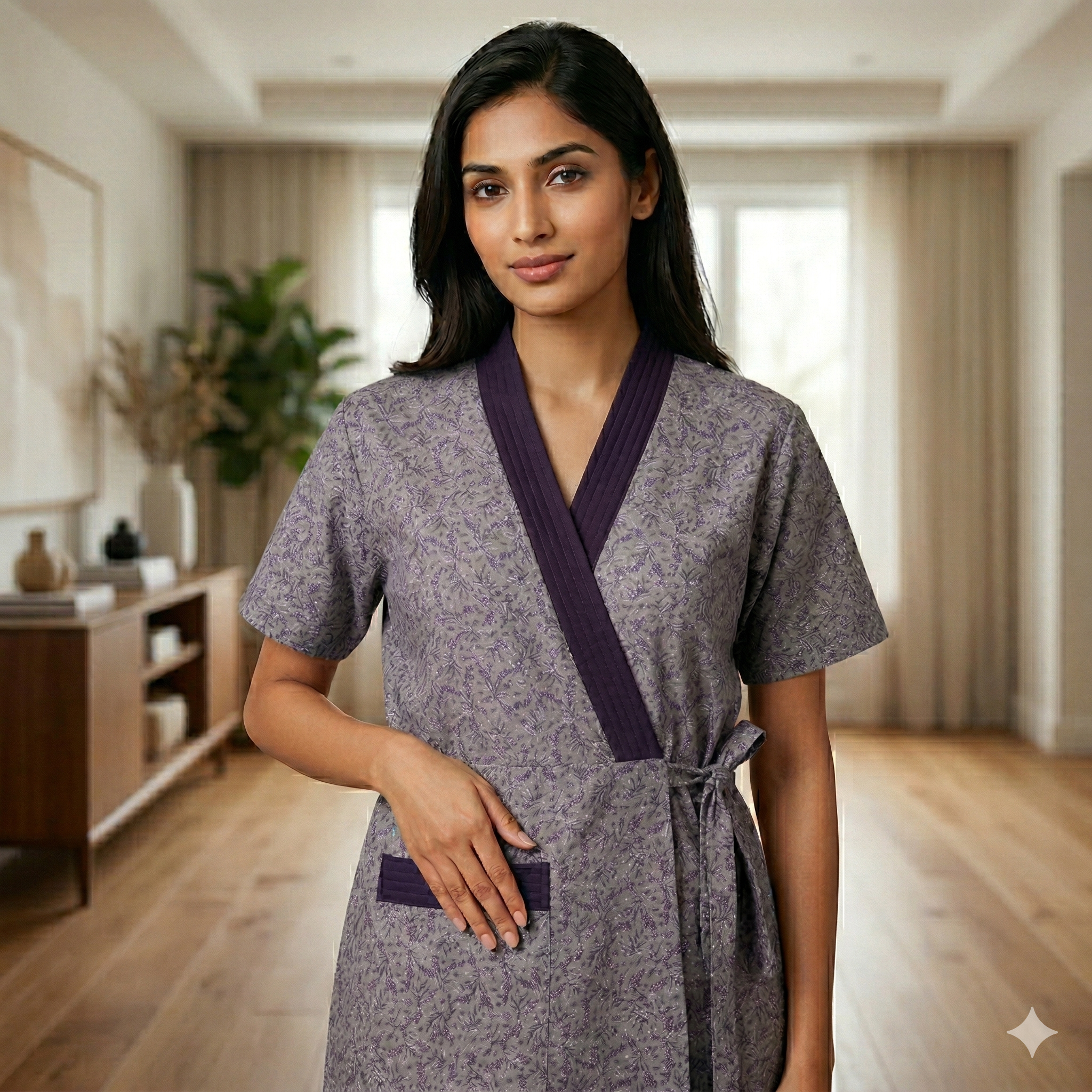 Bizzy Lizzy Purple Carnation Housecoat