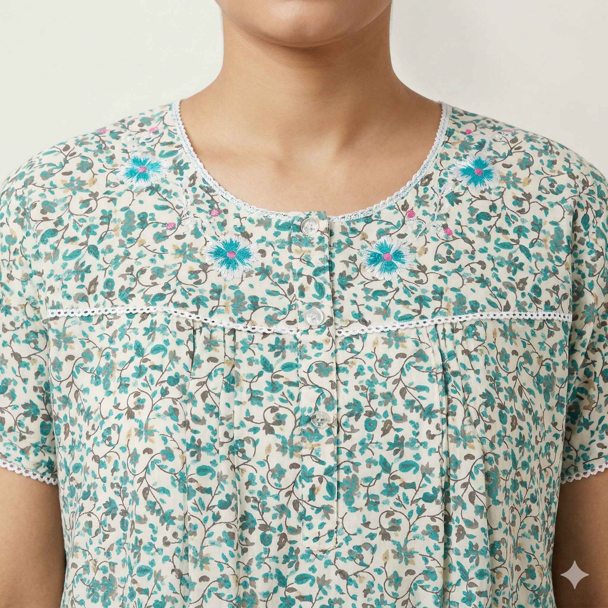 Bizzy Lizzy Green Lotus Yolkcut Short Nighty