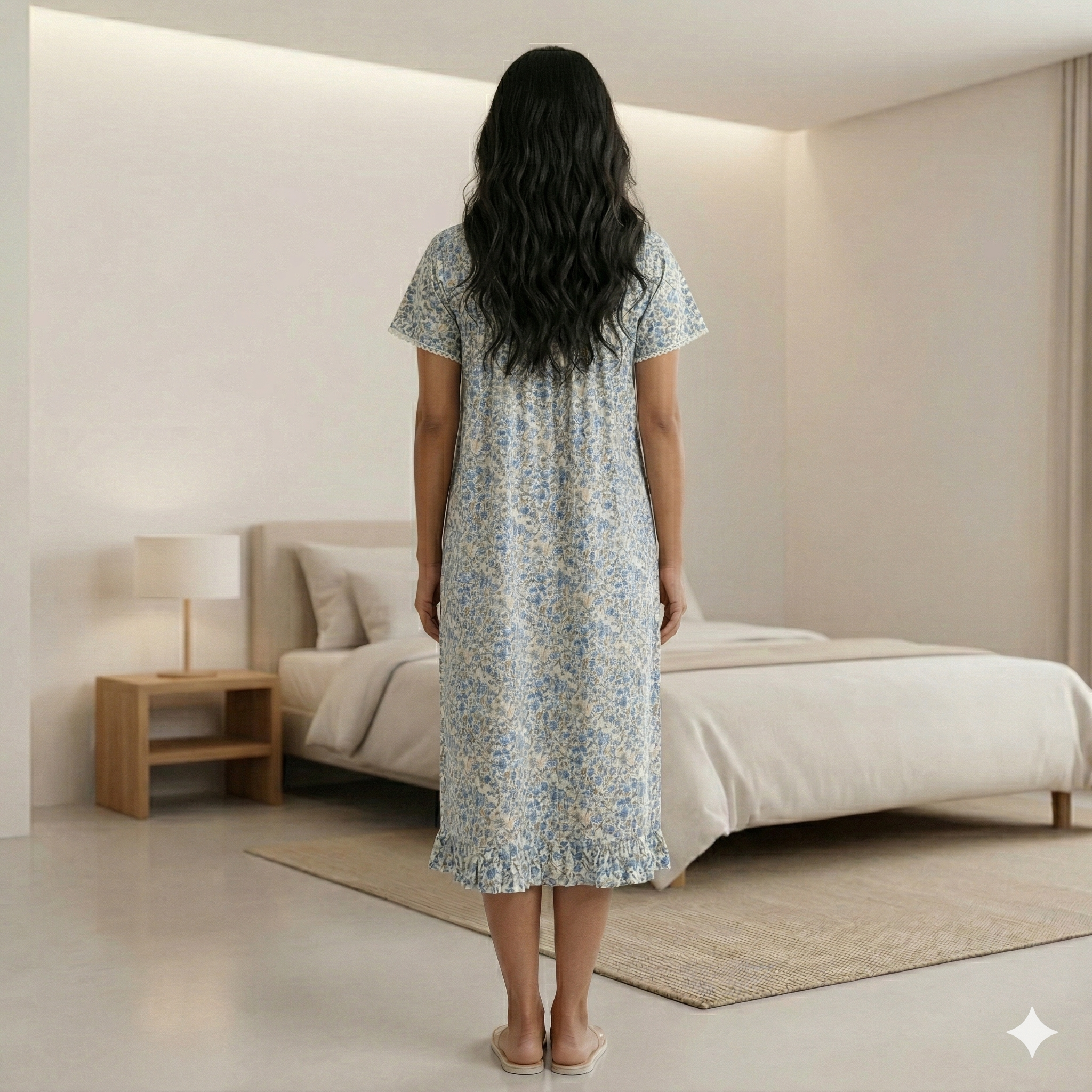 Bizzy Lizzy Blue Lotus Yolkcut Short Nighty