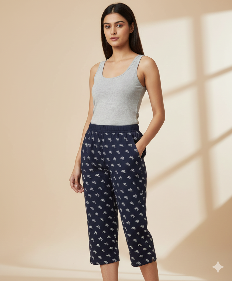 Premium Cotton Hosiery  3/4 Length Capri