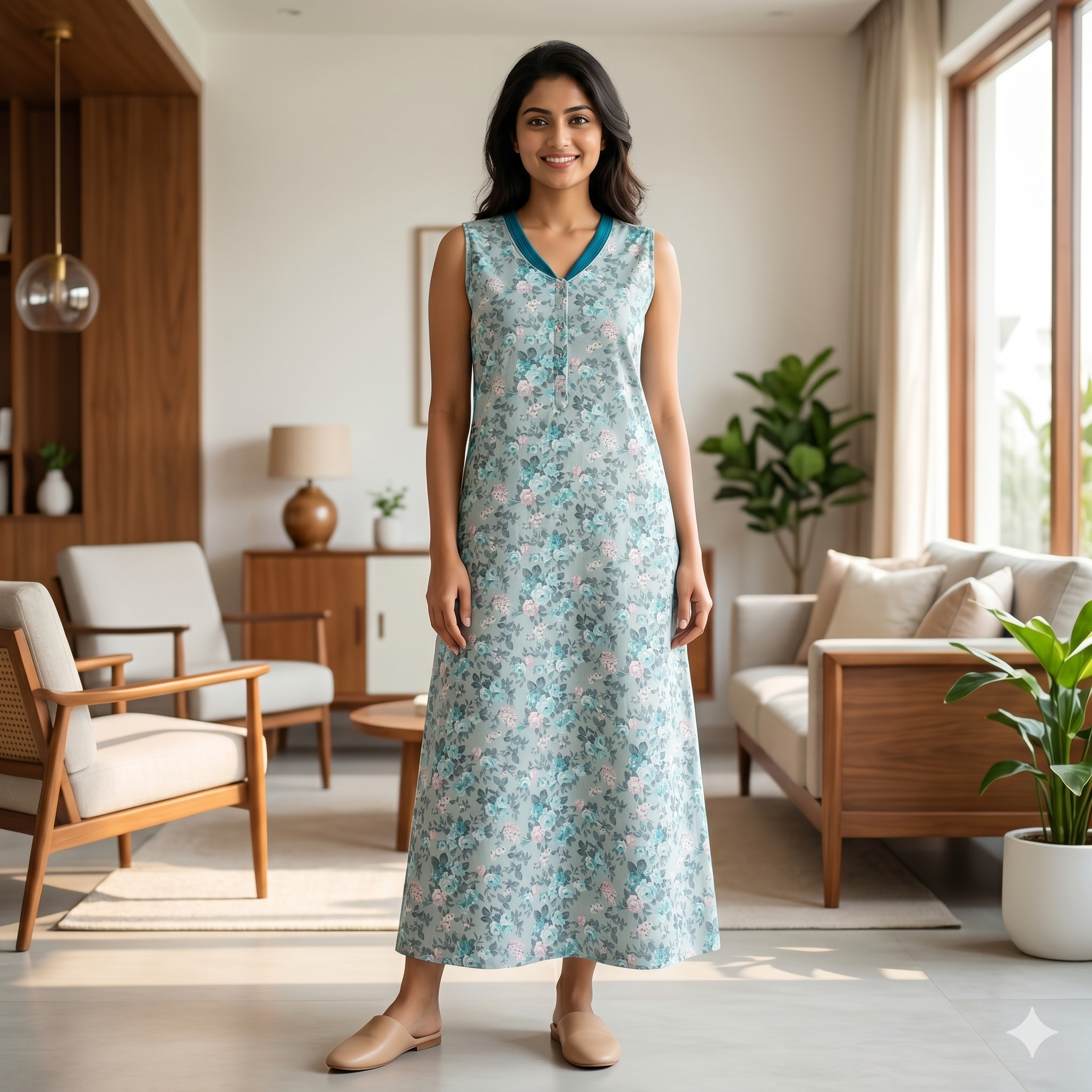Bizzy Lizzy Light Blue Tulip 2pc Set Housecoat