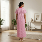 Pure Cotton Light Pink Peony Housecoat