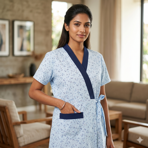 Bizzy Lizzy Light Blue Peony Housecoat
