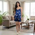 Satin Royal Blue Fancy Night Suit