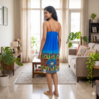 Fancy Royal Blue Sleepwear Nighty With Panty Set