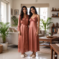 Satin Light Orange Daffodils 2pc Set Housecoat