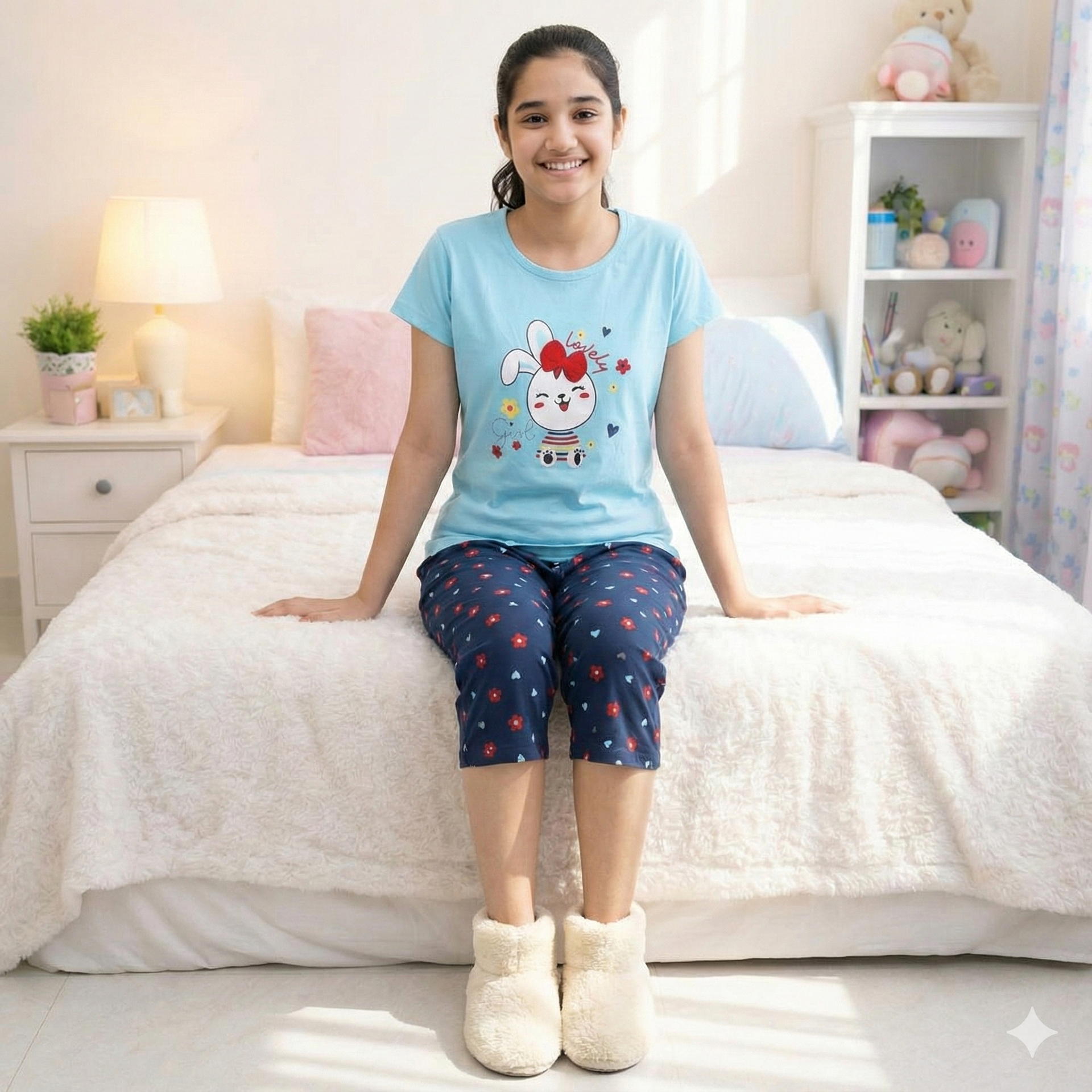 Premium Cotton Hosiery Girls Night Suit