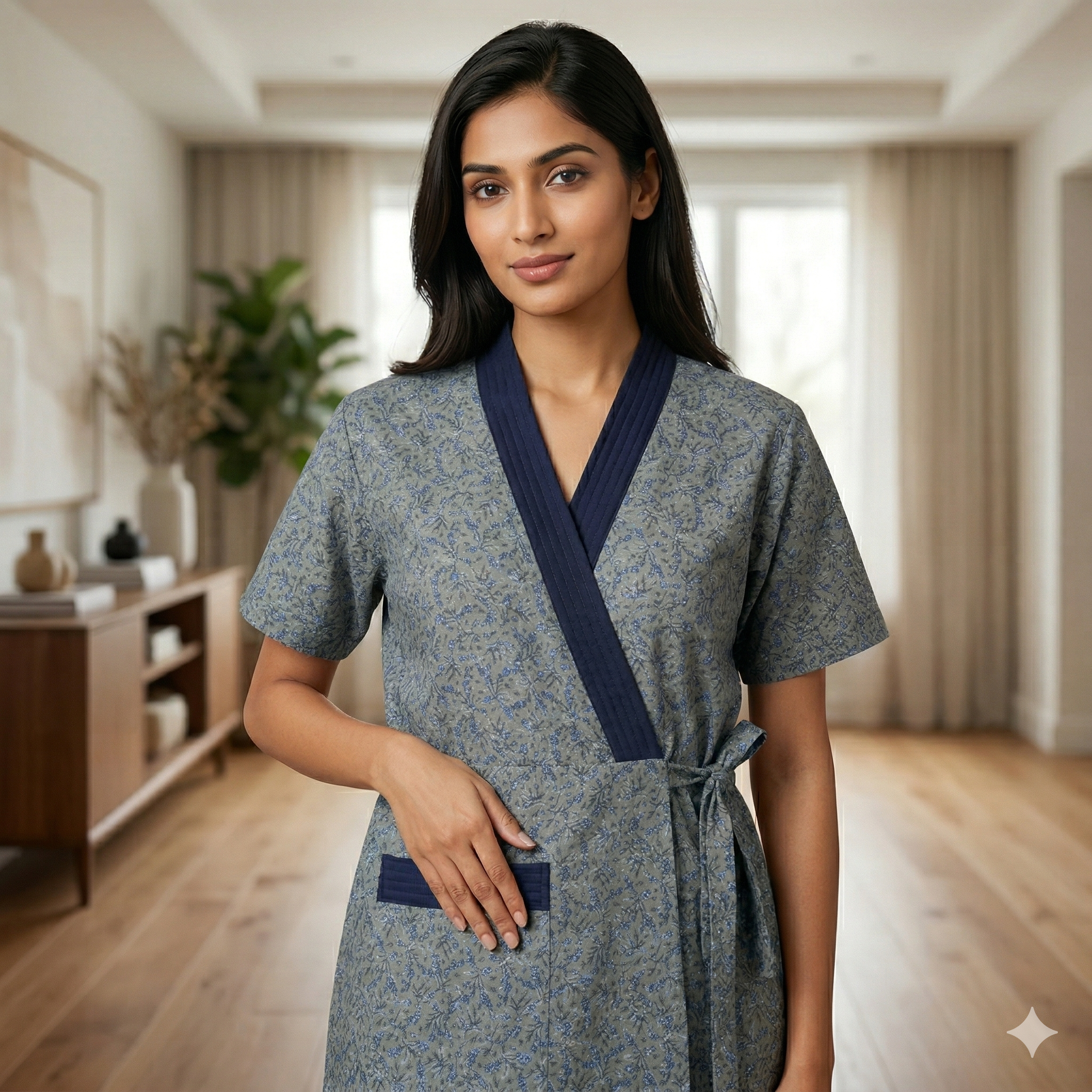 Bizzy Lizzy Blue Carnation Housecoat