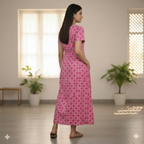 Pure Cotton A-Line Pink Rose Nighty
