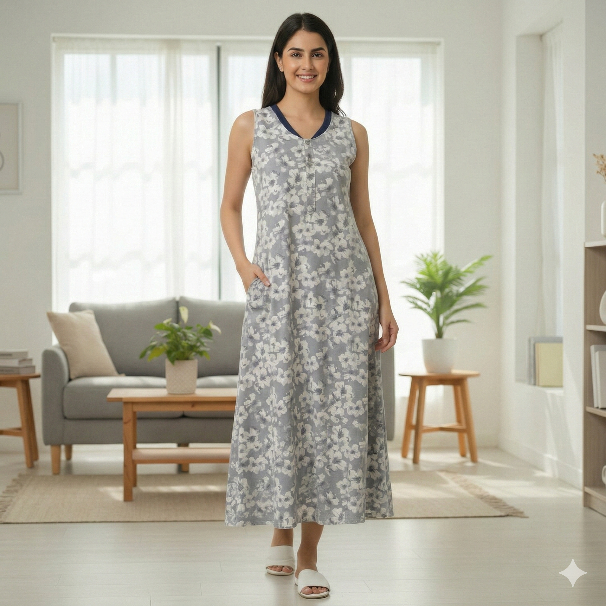 Bizzy Lizzy Blue Pansy 2pc Set  Housecoat