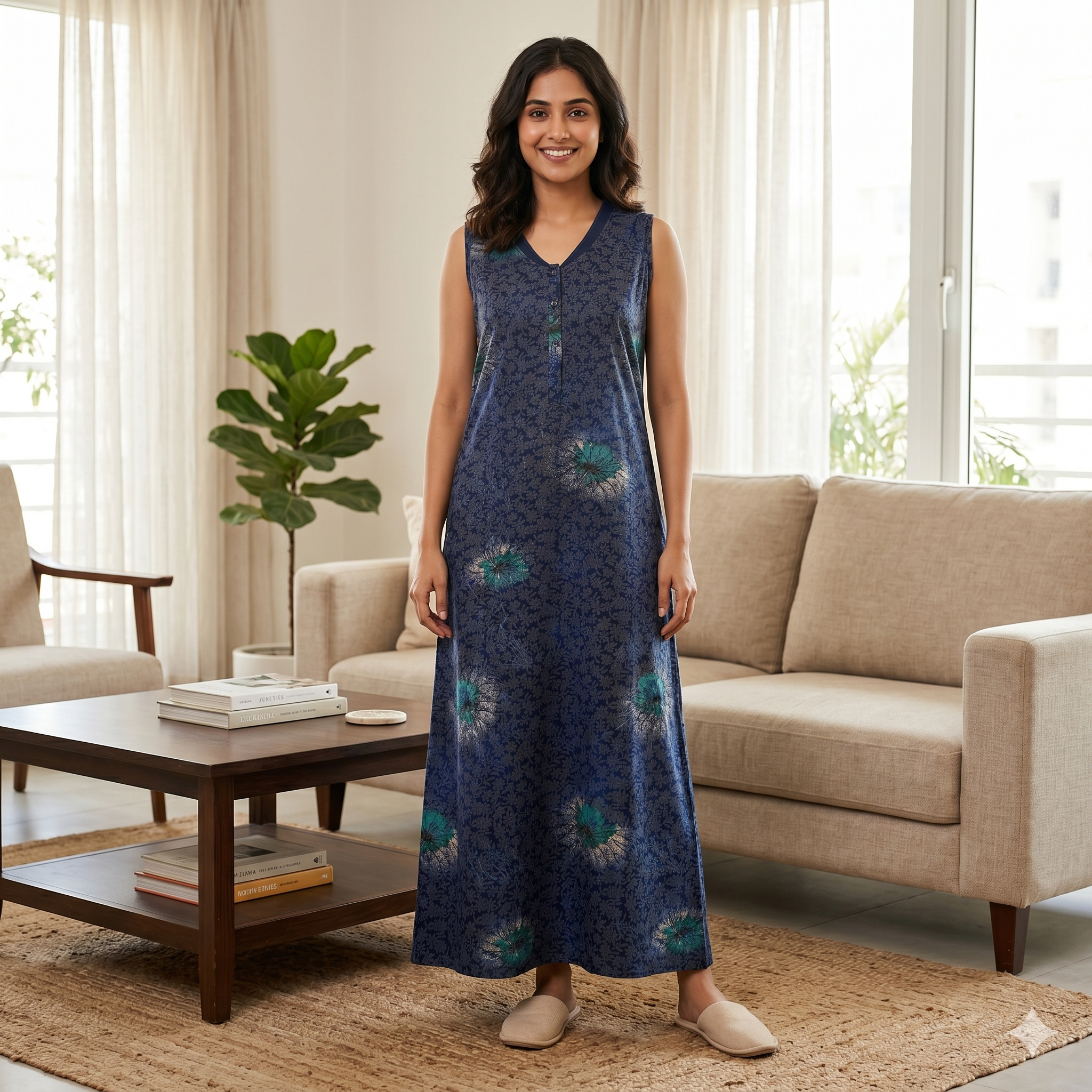 Bizzy Lizzy Navy Blue Stock 2pc Set Housecoat