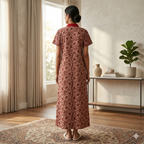 Bizzy Lizzy Grayish Red Peony Housecoat