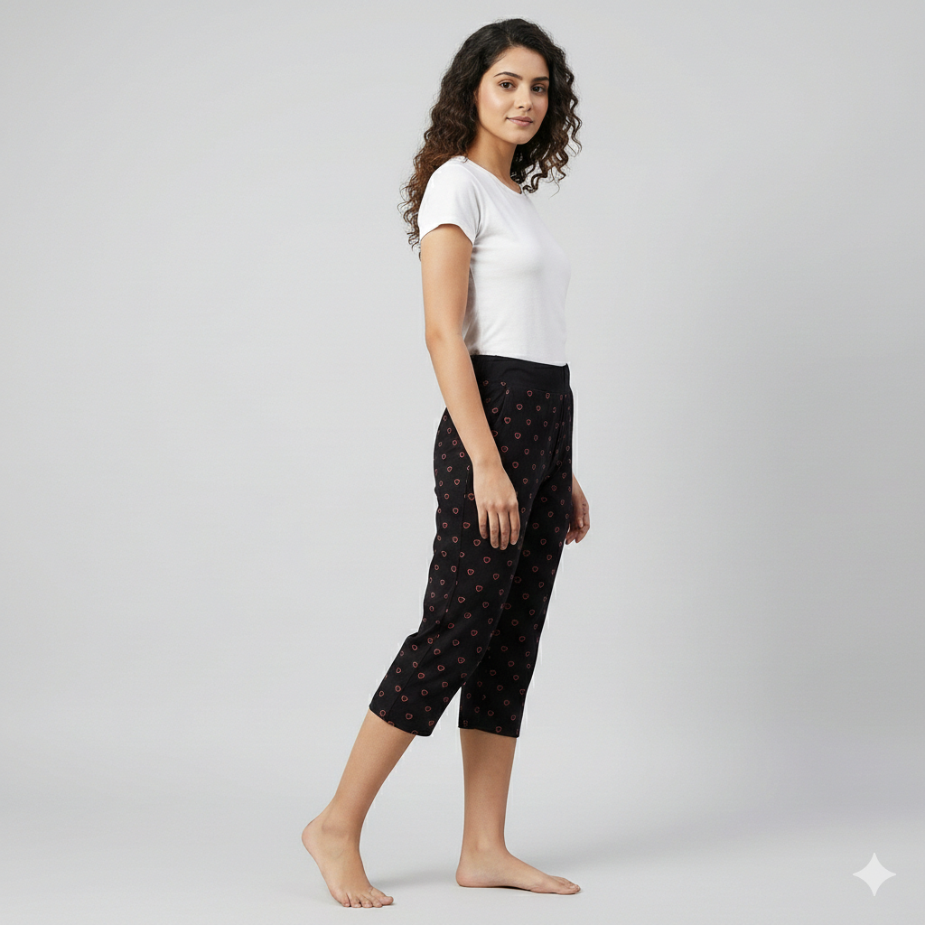 Premium Cotton Hosiery  3/4 Length Capri