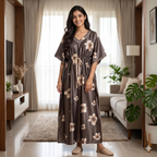 Satin Grey Daisy Kaftan Nighty