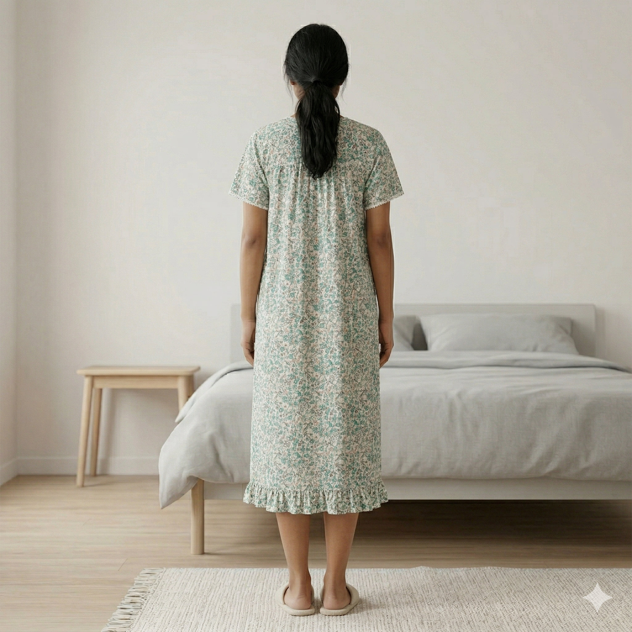 Bizzy Lizzy Green Lotus Yolkcut Short Nighty