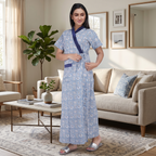 Pure Cotton Blue Daffodil Housecoat