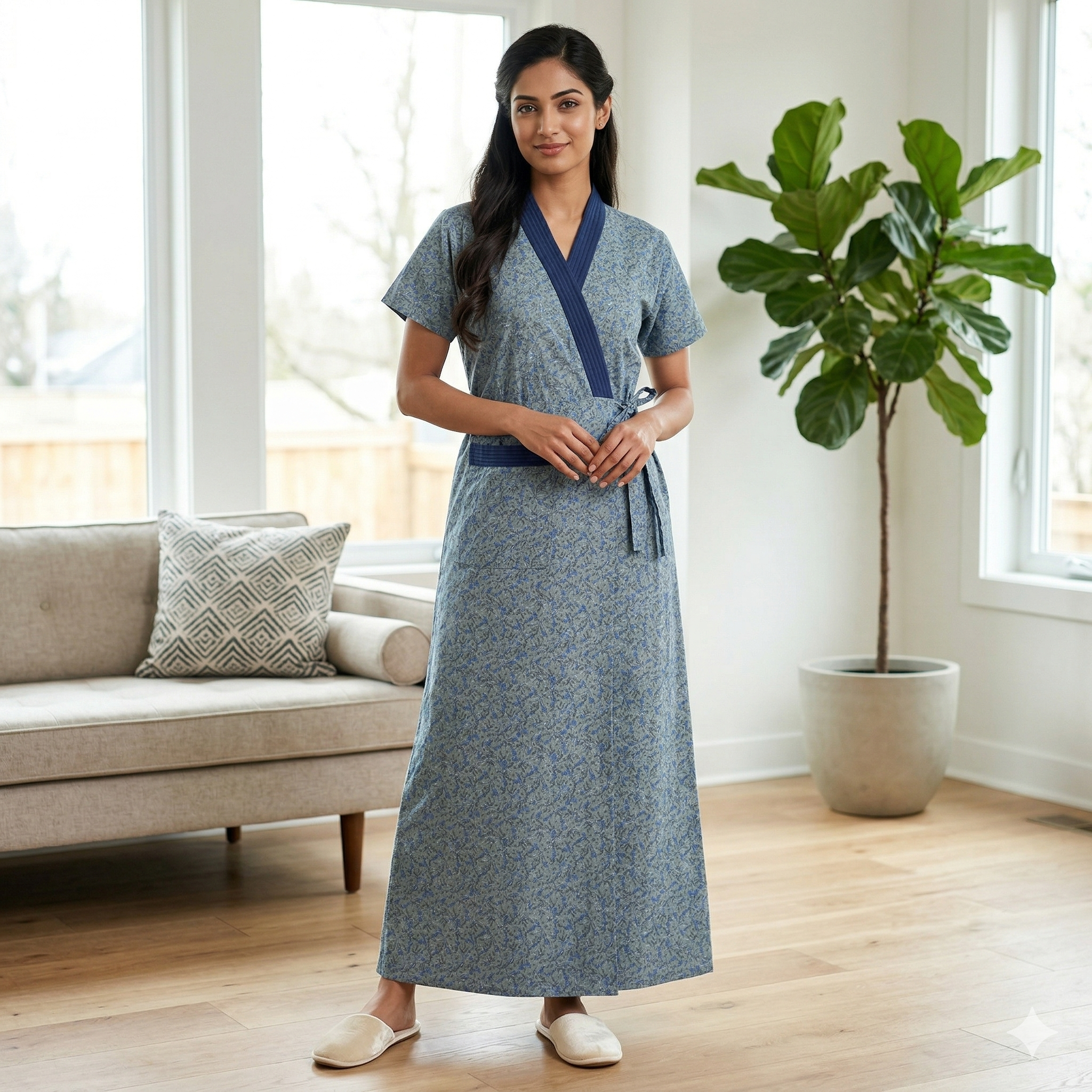 Bizzy Lizzy Blue Carnation Housecoat