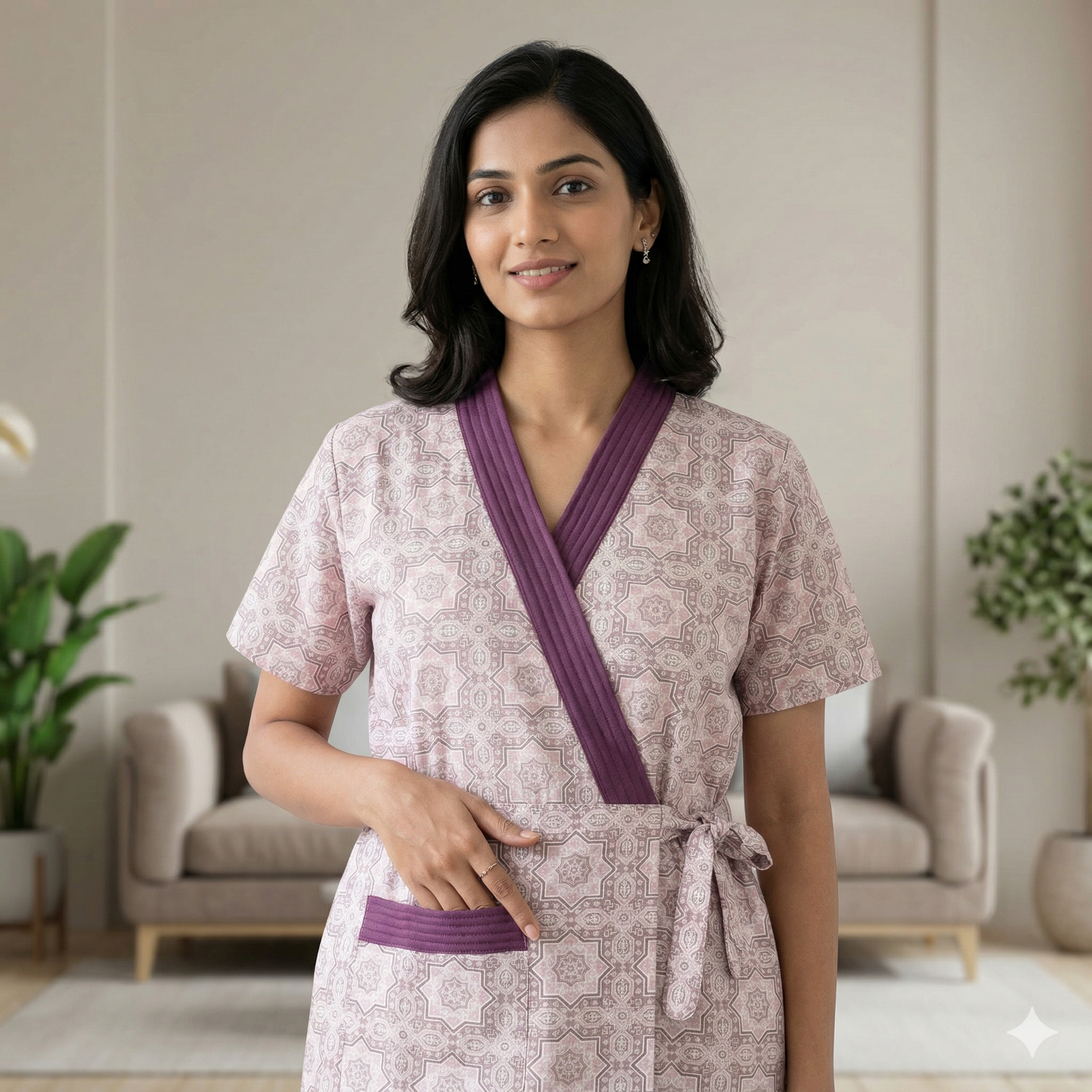 Bizzy Lizzy Purple Rose 2pc Set  Housecoat