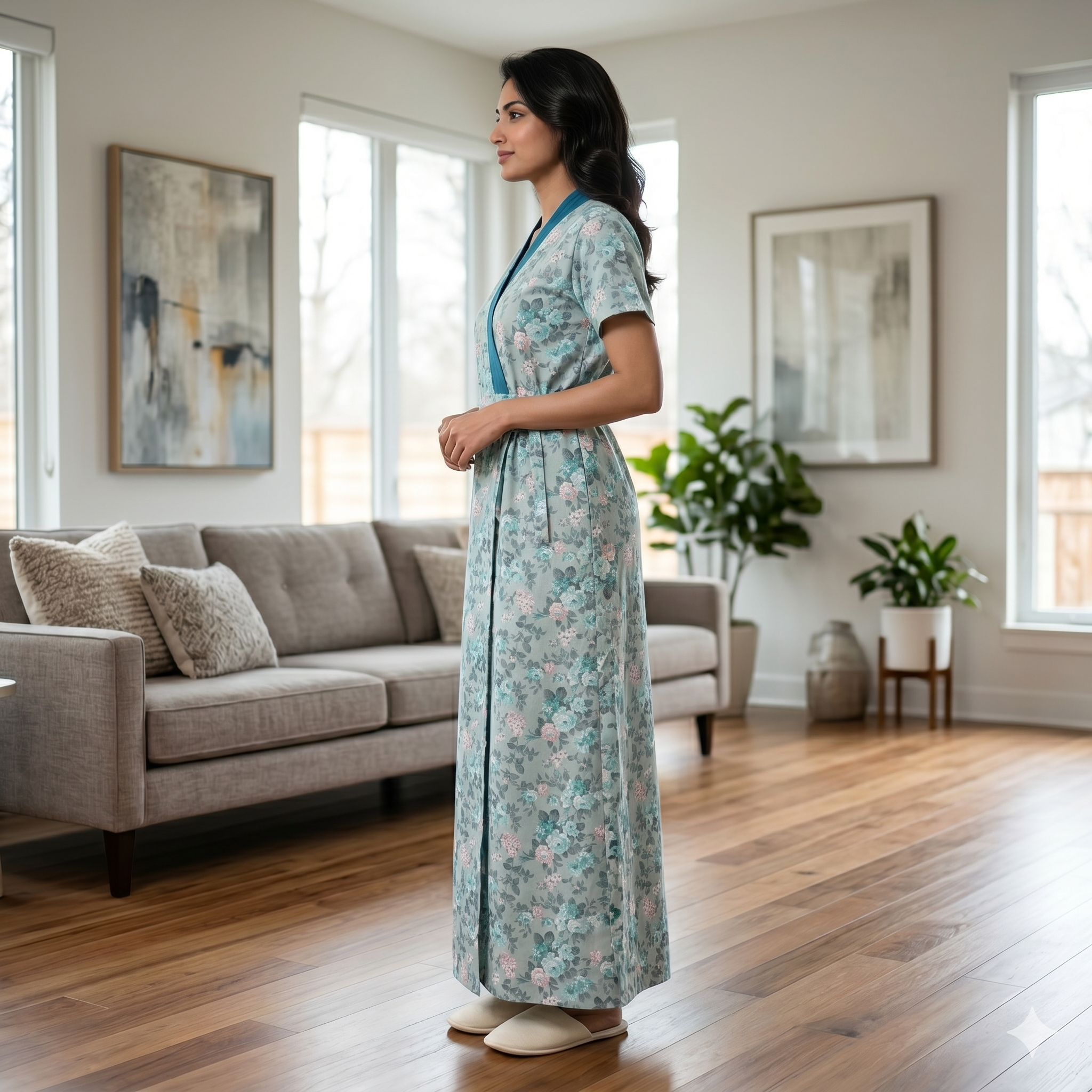 Bizzy Lizzy Light Blue Tulip 2pc Set Housecoat