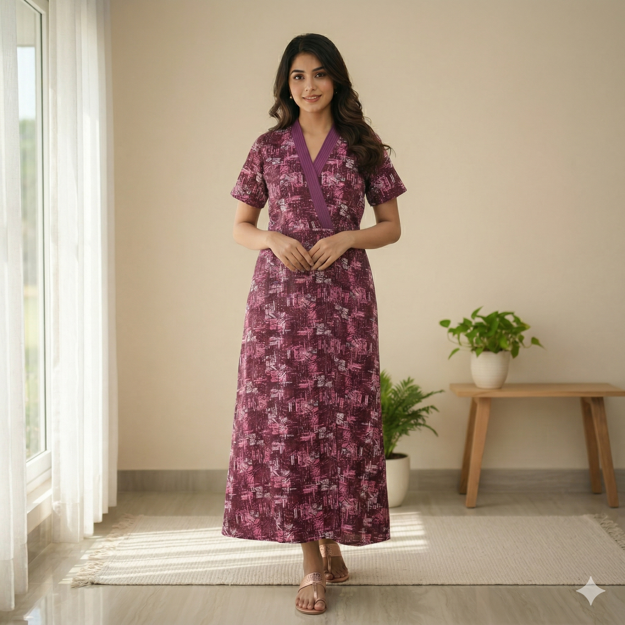 Bizzy Lizzy Purple Carnation 2pc Set  Housecoat