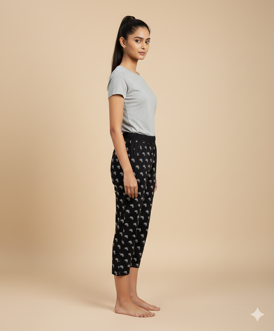 Premium Cotton Hosiery  3/4 Length Capri