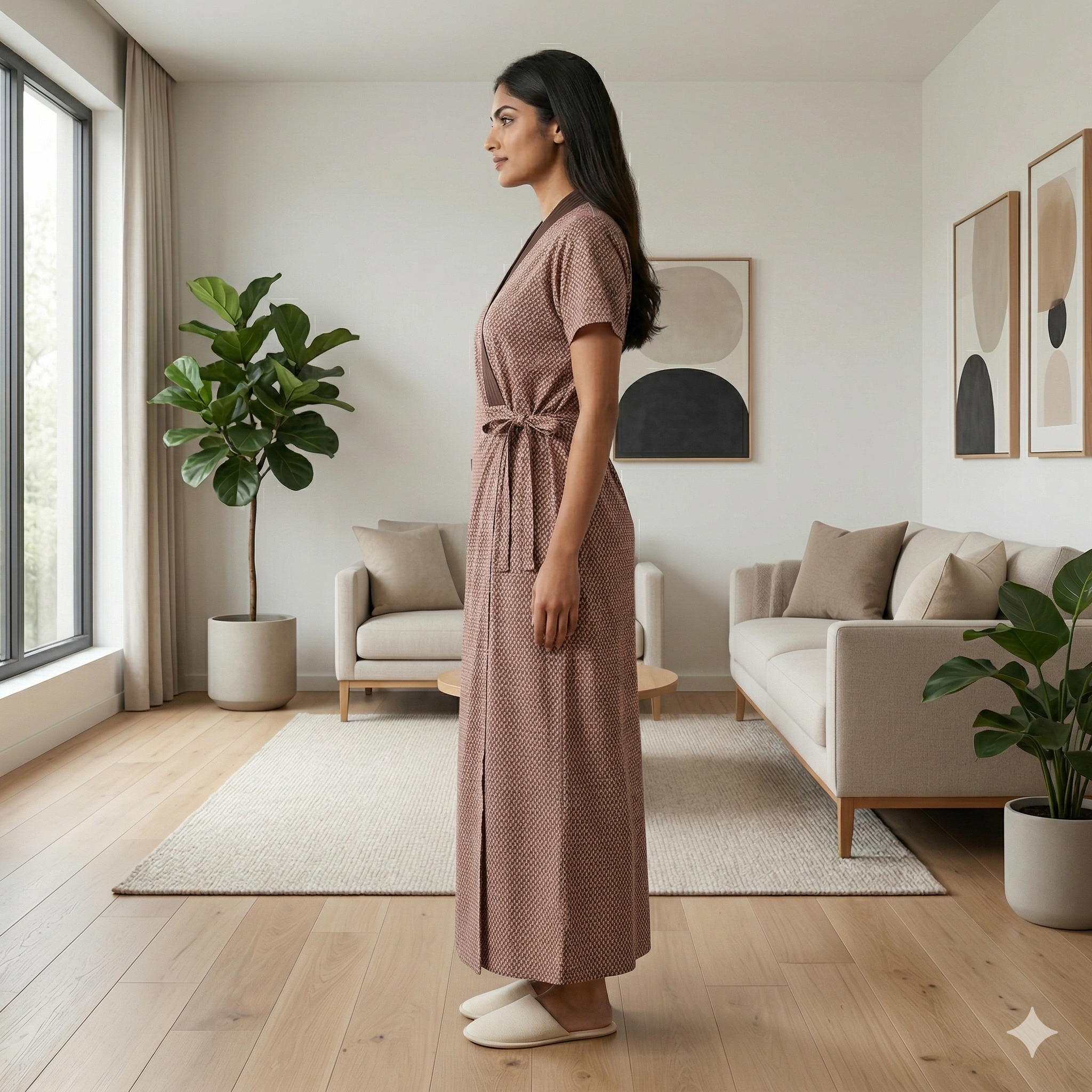 Bizzy Lizzy Light Brown Carnation Housecoat