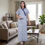 Pure Cotton Blue Daffodil Housecoat
