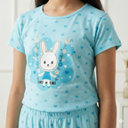 Cotton Hosiery Blue Spring Capri Night Suit