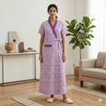 Pure Cotton Light Purple Peony Housecoat