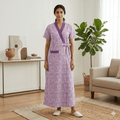 Pure Cotton Light Purple Peony Housecoat