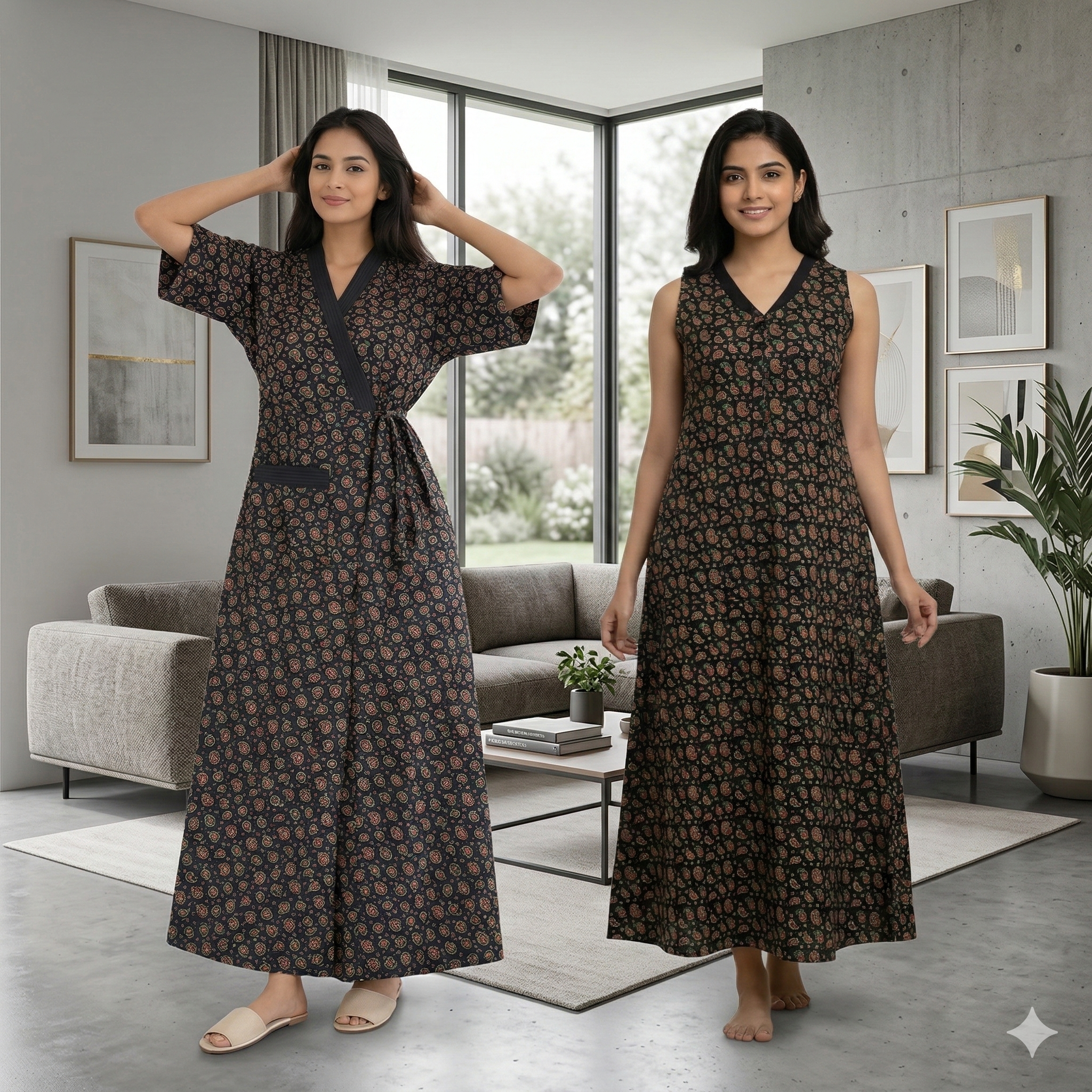 Bizzy Lizzy Black Orchid 2pc Set  Housecoat